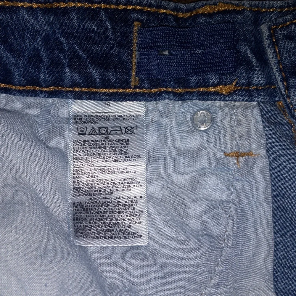 Old Navy Denim Jean‎ Shorts Distressed Raw Edge Embroidered Girls Size 16 Adjust